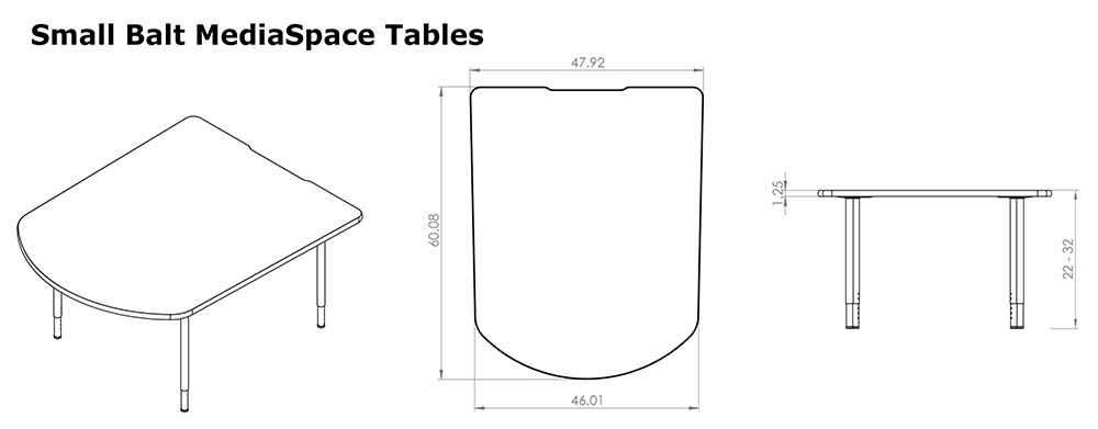 Small MediaSpace Tables Line Drawing